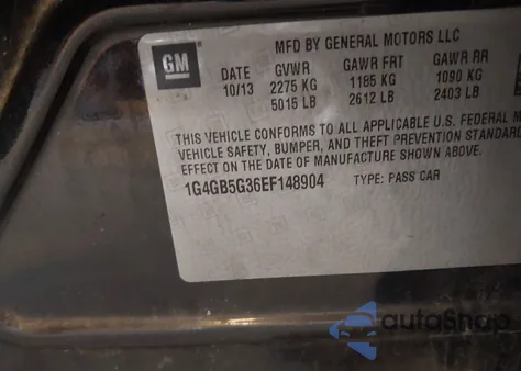 2014 Buick Lacrosse Leather Group z USA, uszkodzony, nr VIN 1G4GB5G36EF148904